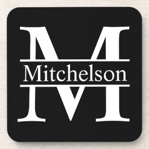 Black Crossbar Monogrammed Bier Onderzetter