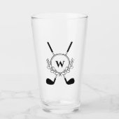 Black Crossed Golf Clubs Wreatmonogram Glas (Voorkant)