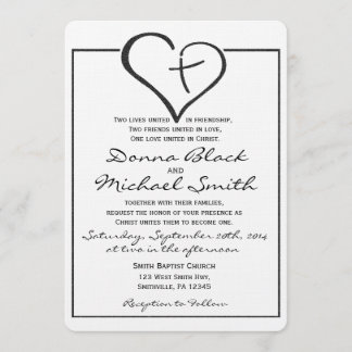 Black Crossed Heart Wedding Kaart