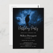 Black Crow avec Runes Goth Invitation d'anniversai (Devant / Derrière)
