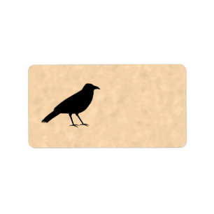 Black Crow Bird op een Parchment Pattern. Etiket