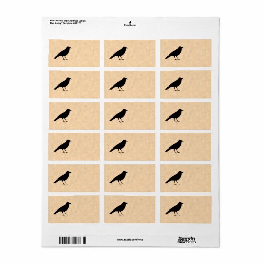 Black Crow Bird op een Parchment Pattern. Etiket (Full Sheet)