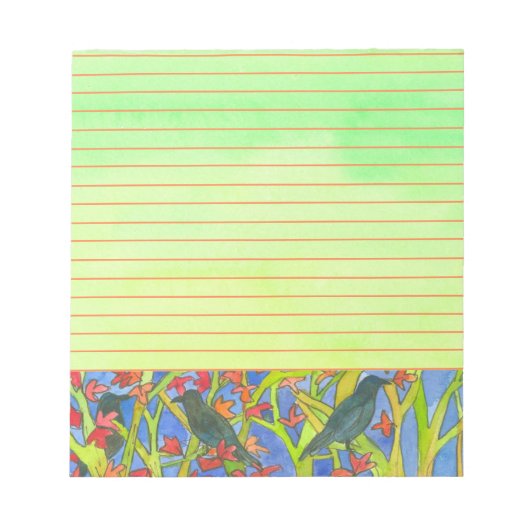 Black Crow Birds Autumn Leaves Lined Notitieblok (Voorkant)