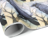 Black Crow enge gotische Abstracte Halloween Cadeaupapier (Rol Hoek)