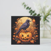 Black Crow Happy Halloween Kaart (Staand voorkant)
