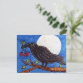Black Crow Kersen Moonlight Briefkaart (Staand voorkant)
