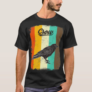 Black Crow Retro 70s  Bird Lover Art T-shirt