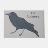 Black Crow Vogel Illustratie Gepersonaliseerd Deurmat (Voorkant)