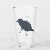 Black Crow Vogel Illustratie Gepersonaliseerd Glas (Achterkant)
