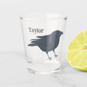 Black Crow Vogel Illustratie Gepersonaliseerd Shot Glas