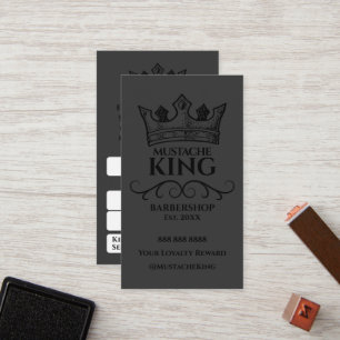 Black Crown King Mustache Barbershop Reward Klantenkaartje
