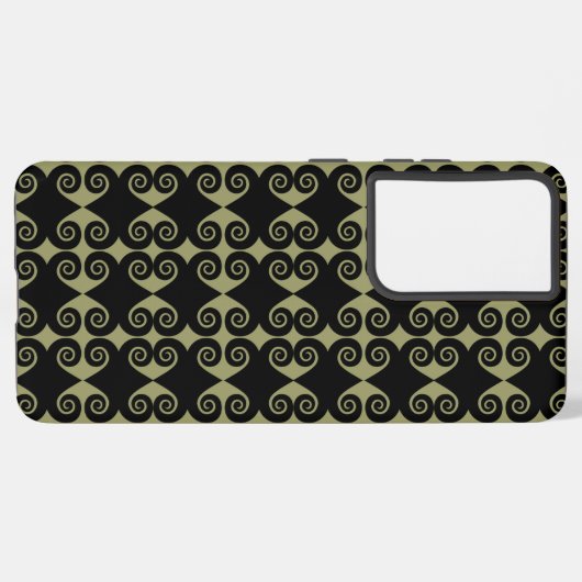 Black Curl Pattern Samsung Galaxy Hoesje (Achterkant horizontaal)