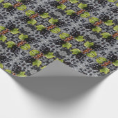 Black Currants Berries & Green Leaf Pattern Cadeaupapier (Hoek)