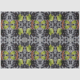 Black Currants Berries & Green Leaf Pattern Tissuepapier