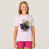Black Currants With Water Drops & Green Leaf T-shirt (Voorkant volledig)
