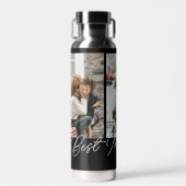 Black Custom 3 foto's Collage Beste moeder ooit Waterfles (Voorkant)