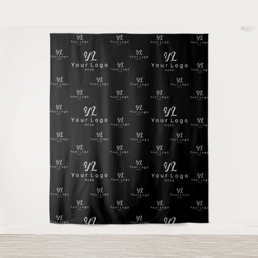 Black Custom Business Logo Backdrop Trade show Wandkleed (Voorkant)