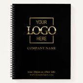 Black Custom Business Logo Promotional Branding Notitieboek (Voorkant)