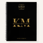 Black Custom Company Logo Business Monogrammed Notitieboek (Voorkant)