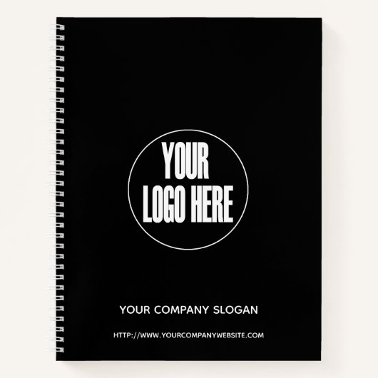 Black Custom Company Logo White | Personaliseren Notitieboek (Voorkant)