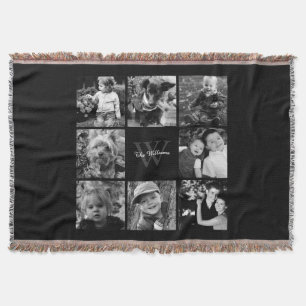 Black Custom Family Photo Collage Deken