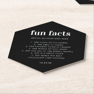 Black Custom Fun Facts Funny Wedding Kartonnen Onderzetters