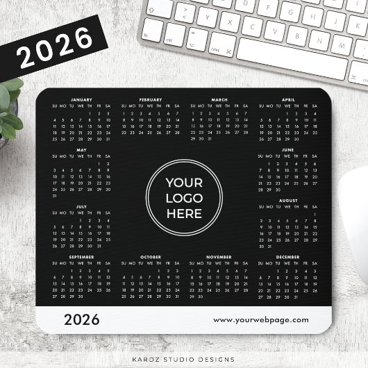 Black Custom Logo 2026 Business Calendar Muismat