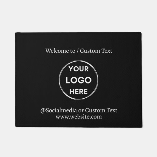 Black Custom Logo Text Modern Minimal Business Deurmat (Voorkant)