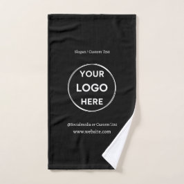 Black Custom Logo Text Modern Minimal Business Handdoek