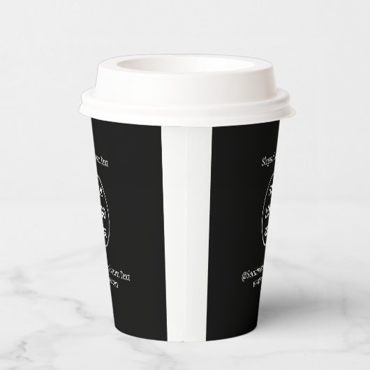 Black Custom Logo Text Modern Minimal Business Papieren Bekers (Rechts)