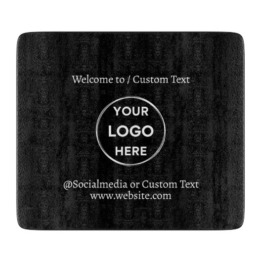 Black Custom Logo Text Modern Minimal Business Snijplank (Voorkant)