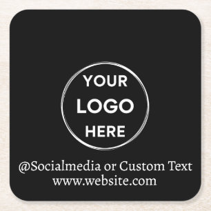 Black Custom Logo Text Modern Minimal Business Vierkante Kartonnen Onderzetter