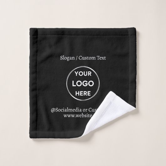 Black Custom Logo Text Modern Minimal Business Washandje (Wasdoekje)