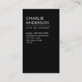 Black custom logo vertical modern minimalist visitekaartje (Achterkant)