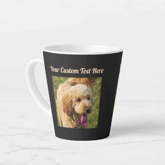 Black Custom Message Goldendole Dog Latte Mok (Linkerhoek)