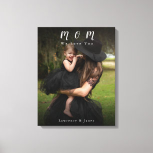 Black Custom Monogramed Photo for the Best Moeder Canvas Afdruk