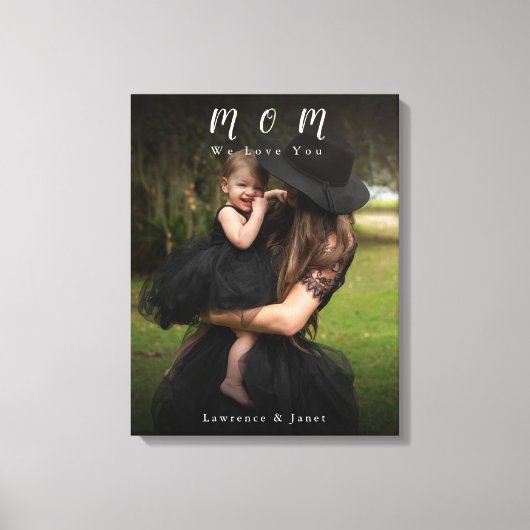 Black Custom Monogramed Photo for the Best Moeder Canvas Afdruk (Voorkant)
