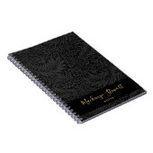 Black Custom Name Floral Pattern Notitieboek (Rechterzijde)