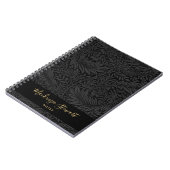 Black Custom Name Floral Pattern Notitieboek (Linkerzijde)