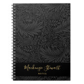 Black Custom Name Floral Pattern Notitieboek (Voorkant)