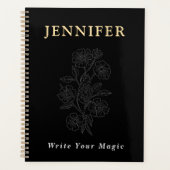 Black Custom Name Notebook – Sleek & Stylish Planner (Voorkant)