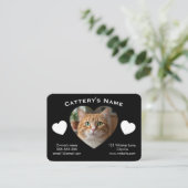 Black Customizable Cattery Business Card Visitekaartje (Staand voorkant)