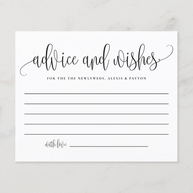 Black Cute Calligraphy Wedding Advice and Wishes (Voorkant)