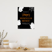 Black Cute Ghost Éffrayant Anniversaire Affiche de (Cuisine)