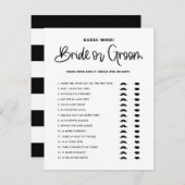 Black Cute Modern Calligraphy Bride of Groom Game Kaart (Voorkant / Achterkant)