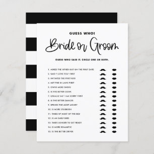 Black Cute Modern Calligraphy Bride of Groom Game Kaart