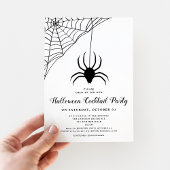 Black Cute Spider Halloween Cocktail Party Kaart