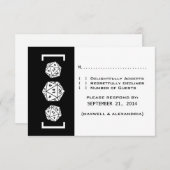 Black D20 Dice Gamer Wedding Response Kaart (Voorkant / Achterkant)