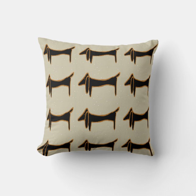 Black Dachshund Abstract Kussen (Voorkant)
