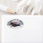 Black Dachshund Dog Art Return Address Labels (Insitu)